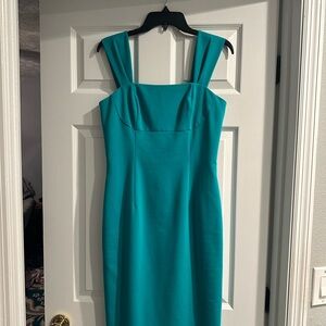 ANTONIO MELANI Blue Sheath Midi Dress Square Neck